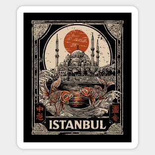 Istanbul Hagia Sophia in Retro Japanese Poster Style Sticker